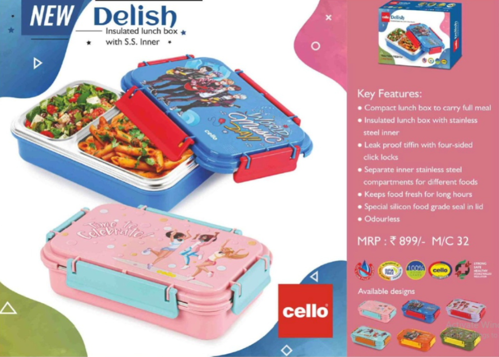 Cello Delish Insulated Lunch Box with Stainless Steel Inner