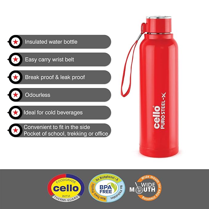 Cello Puro Steel-X Benz Water Bottle 900ml