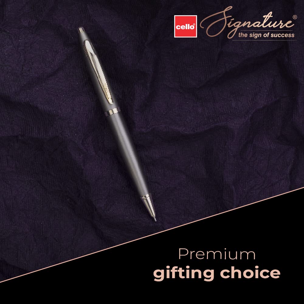 Cello Signature Creme Ivory Ball Pen Blue 0.7mm