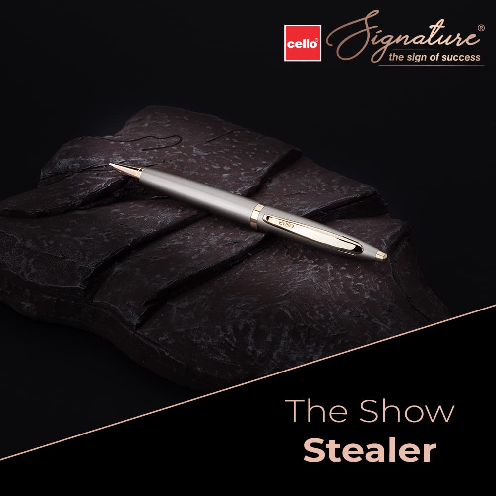 Cello Signature Creme Ivory Ball Pen Blue 0.7mm