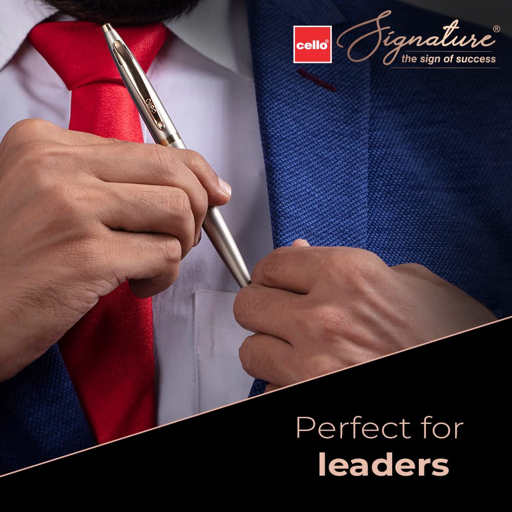 Cello Signature Creme Ivory Ball Pen Blue 0.7mm