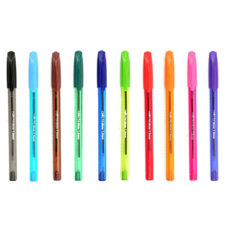 Cello Tri-mate Ball Pen 1mm Assorted 10 Shades (Pack Of 10)