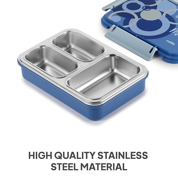 Cello Zoom-3 Insulated Lunch Box with Stainless Steel Inner