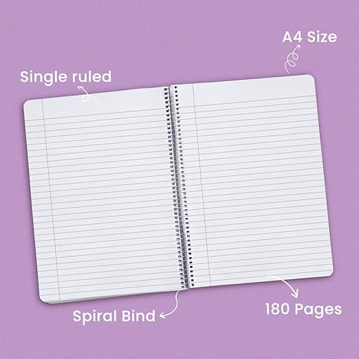Classmate Spiral Note Book A4 Size 180 Pages (Pack of 1)