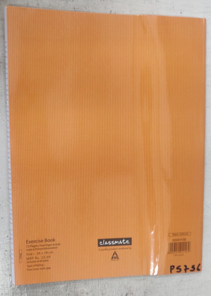 Classmate Dynamic Notebook Four Line 72 Pages (Pack of 1) Size 240mmx180mm