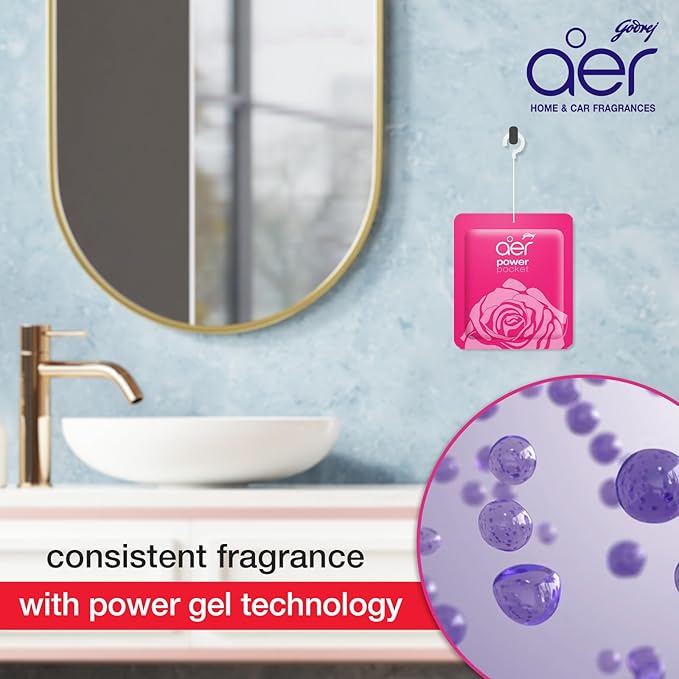 Godrej Aer Power Pocket-Rose Fresh Blossom 10g Instant & Long Lasting Fragrance