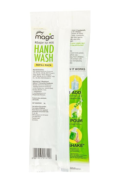 Godrej Mr.Magic Ready to Mix Hand Wash Refill Pouch (Neem & Aloevera) 9gm