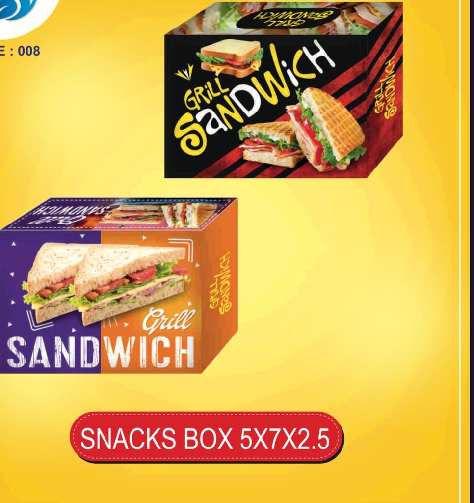 Grill Sandwich Box Size 7x5x2.5 Inch (Pack Of 100)
