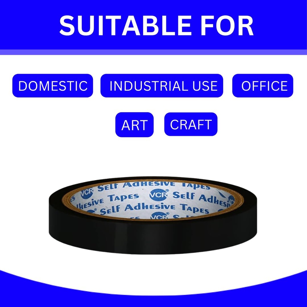 Redking Colour Tape Black Colour 1 Inch 24mm x 35mtr (Pack of 12)