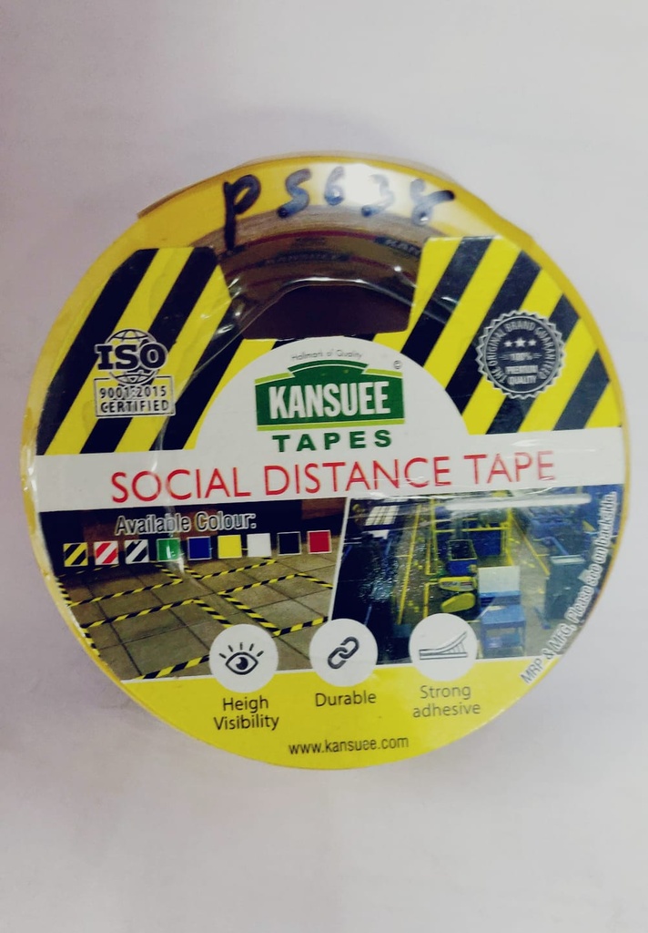Kansuee Floor Marking Tape / Social DistanceTape Size 2 Inch (48mm) Plain Yellow Colour 16 Meter