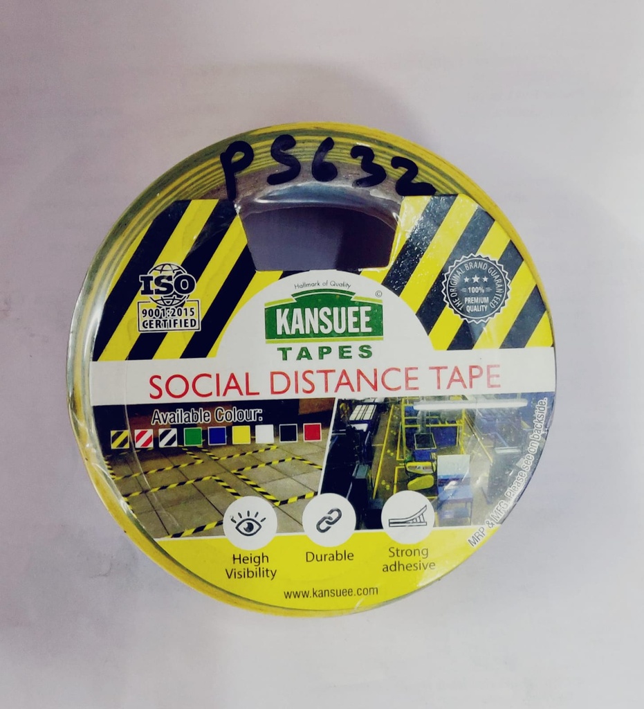 Kansuee Floor Marking Tape, Zebra Yellow & Black Colour, Size 2 Inch (48mm)-18 Meter