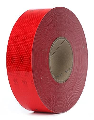 Kansuee Reflective Radium Tape, Warning Waterproof Tape, Size 2 Inch 48mm x 22 Meter Red Colour (Pack of 1)
