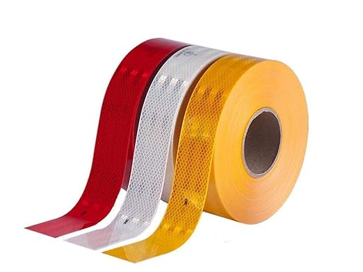 Kansuee Reflective Radium Tape, Warning Waterproof Tape, Size 2 Inch 48mm x 22 Meter Red Colour (Pack of 1)