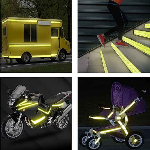 Kansuee Reflective Radium Tape, Warning Waterproof Tape, Size 2 Inch 48mm x 22 Meter Red Colour (Pack of 1)