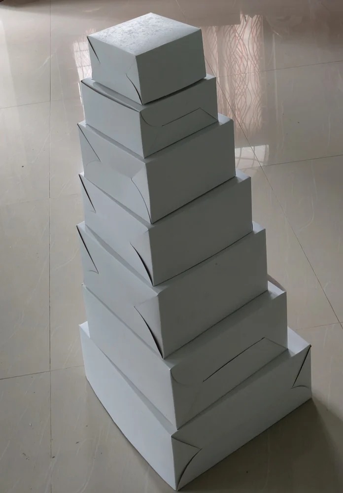 Cake Box Duplex White Size 10x10x5 Inch For 1kg Cake (Pack Of 50)