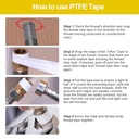 Kansuee Teflon Tape,  PTFE Thread Seal Tape 12.5mmx0.35, 10 Meter-Pack Of 10