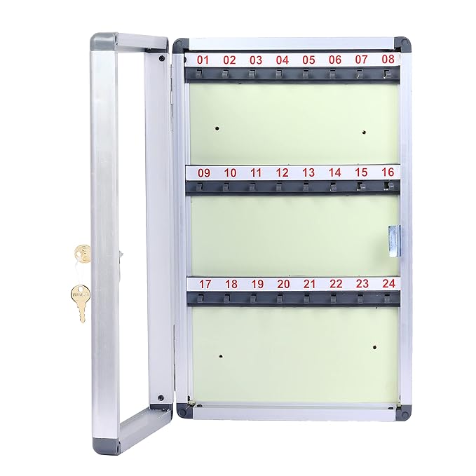 Kebica Aluminium Key Box, 24 Slots Key Stand, Size 12.5x8.25x2.5 Inch   (No.1024)