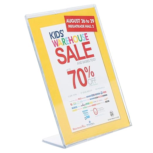 Kebica Appointment Stand, Oval Base Sign Holder Double Sided, Size A6 (6x4), L Shape Stand