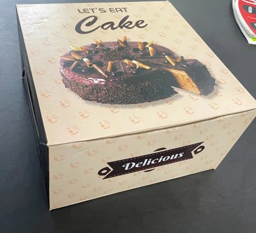 Cake Box Multi Printed Size 10x10x5 Inch, For 1kg Cake (Pack Of 50)