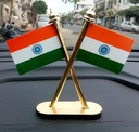 Kebica Double Sided Indian Flag Cross Design Brass  with Metal Rod 6 Inch-Pack Of 2