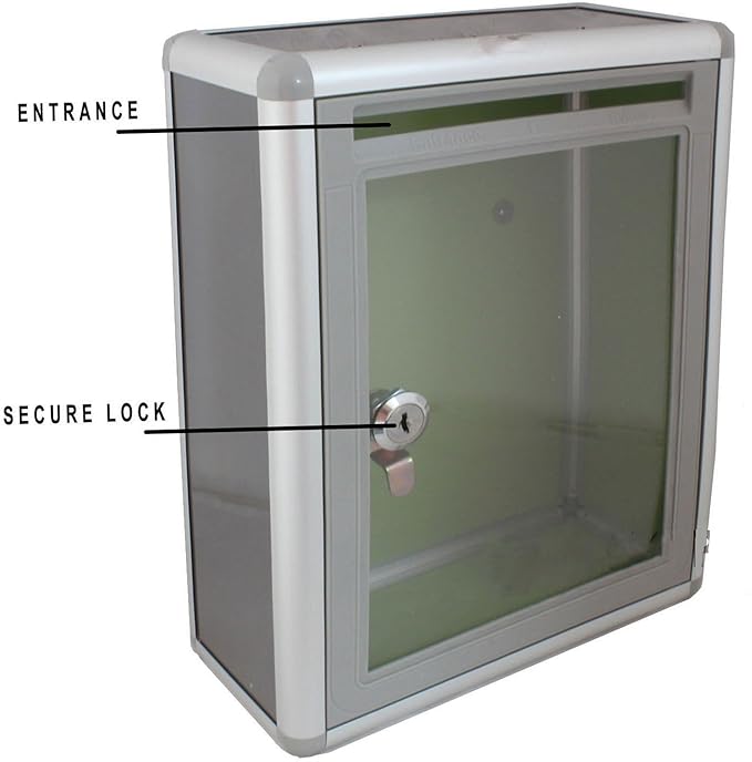 Kebica Metal Frame Donation Box, Suggestion Box, Letter, Complaint, Drop Box,Size 11x8.25x4 Inch (No.368)