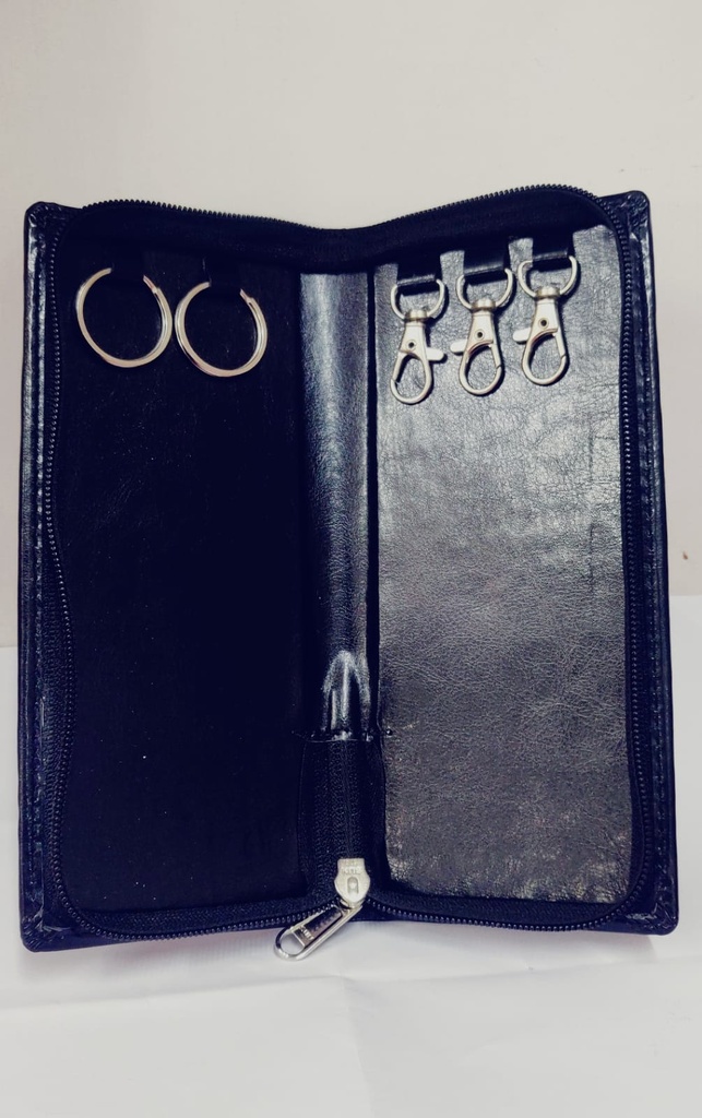 Kebica Leather Key Purse 4x3.5 Inch, 6 Hooks Key Holder Black Colour (No.220)