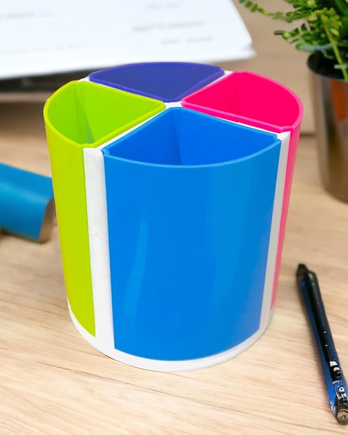 Kebica Rainbow Colour Pen Pencil Holder Detachable With 4 Comparments (T-2101R)