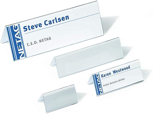 Kebica Two Sided Acrylic Name Plate Holder Stand A-Shaped, Size 10x2.25 Inch (Transparent Colour)