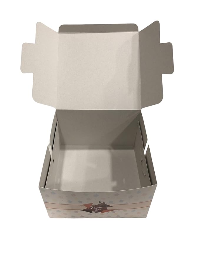 Cake Box Multi Printed Size 7x7x4 Inch, For 400gm Cake (Pack Of 100)