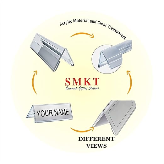 Kebica Two Sided Acrylic Name Plate Holder Stand A-Shaped, Size 10x2.25 Inch (Transparent Colour)