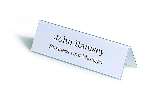 Kebica Two-Sided Acrylic Name Plate Holder Stand A-Shaped, Size 8x2.25 Inch (Transparent Colour)