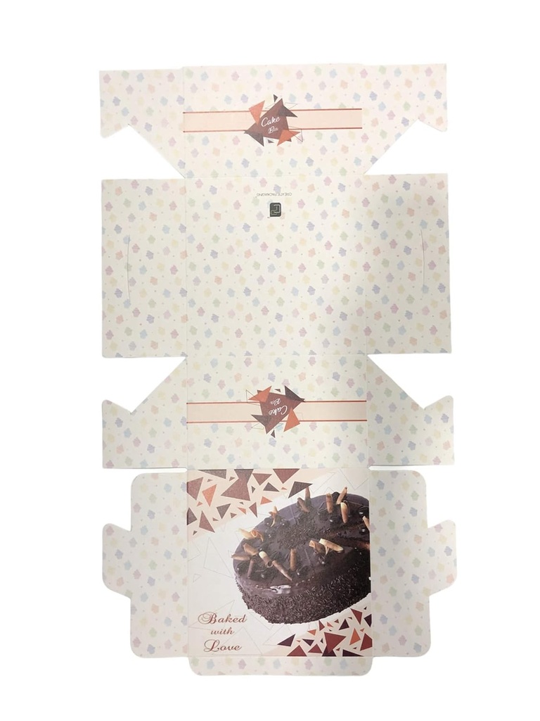 Cake Box Multi Printed Size 7x7x4 Inch, For 400gm Cake (Pack Of 100)