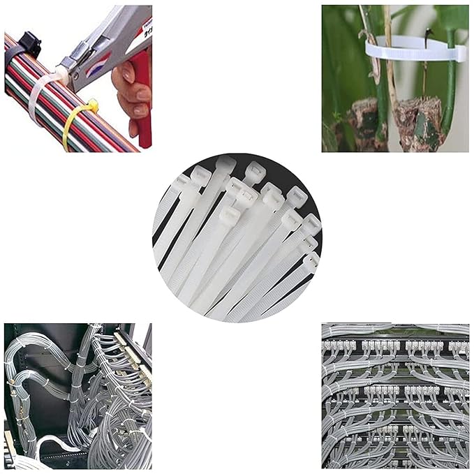 Kansuee Self Locking Cable Ties 4.8x300mm (Pack Of 100) White Colour