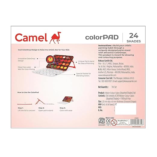 Camel ColorPad Water Colour Cake With Paint Brush-24 Shades