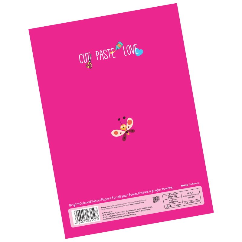 Oddy Scrap Book With Color Pastel Sheet A4 Size, 32 Page in 8 Colour (180 Gsm)