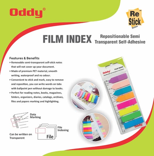 Oddy Post IT Sticky Note (Film Index) 8 Colour (25 Sht x 8 Col=200 Sheet)