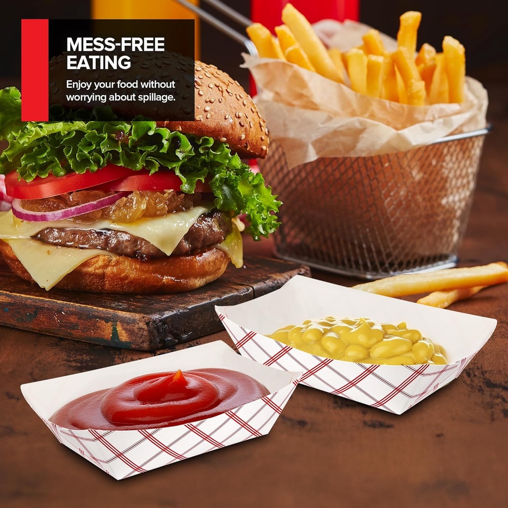 Paper Food Boat Tray Size 3.85x2.25x1.5 Inch (Pack Of 250)