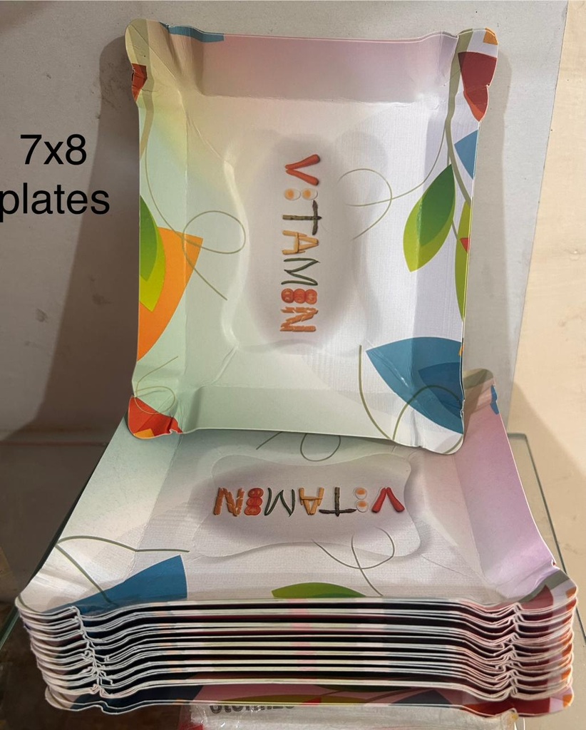 Paper Plates Rectangle Multi Print 7x8 (Pack Of 25)