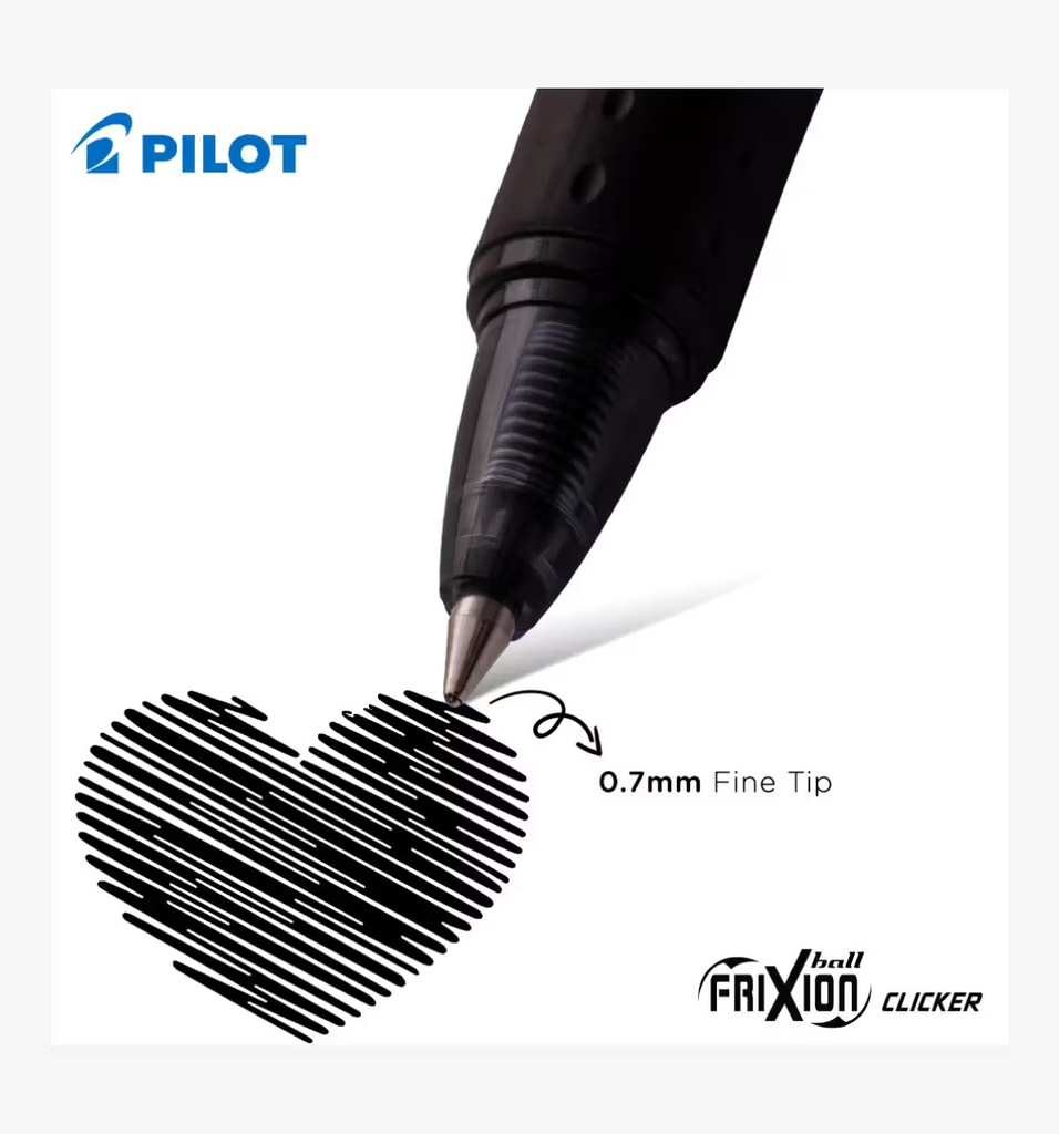 Pilot Pen Frixion Clicker 0.7mm Black (Erasable Pen)