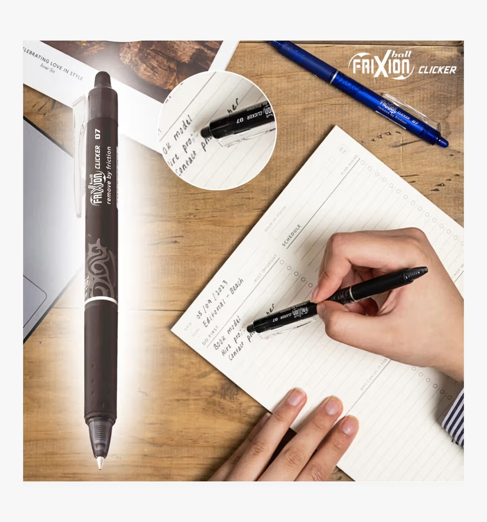 Pilot Pen Frixion Clicker 0.7mm Black (Erasable Pen)