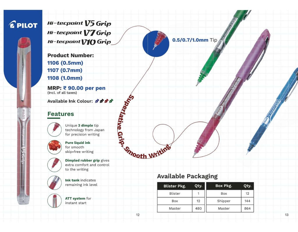 Pilot Pen V10 Grip 1.0mm Black