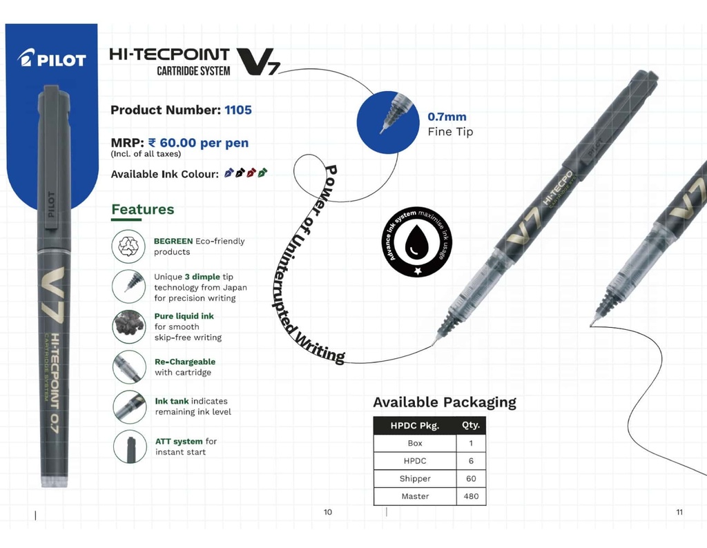 Pilot Pen V7 Refillable 0.7mm Blue