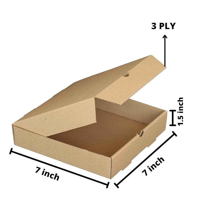 Pizza Box Plan Corrugated Brown 7x7x1.5 Inch (Pack Of 100)