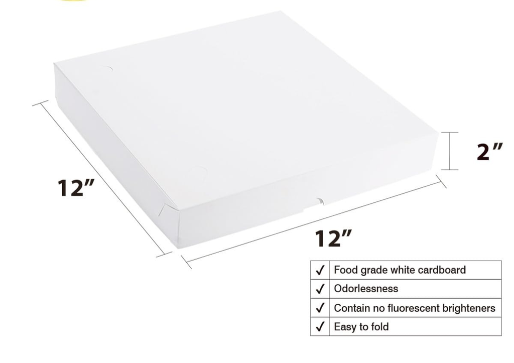 Pizza Box Duplex White 12x12x2 Inch (Pack Of 100)