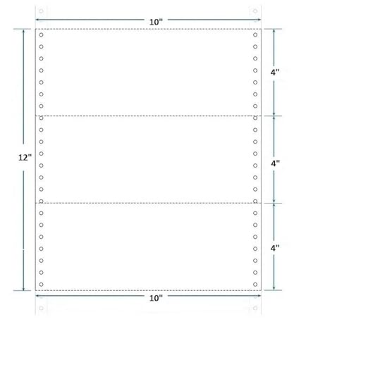 Dot Matrix Printer Paper Size 10x12 Inch, 1 Part, (4 Inch Cut) 70 Gsm Without Carbon, 1000 Continuous Sheets