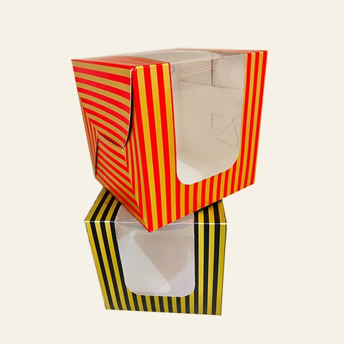 Premium Cake Box Large Window, Size 8x8x8 Inch, Highted Box (Pack Of 25)