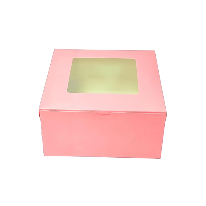 Premium Cake Box Window, Size 10x10x5 Inch For 1kg Cake, (Pack Of 25)