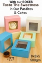 Premium Cake Box Window, Size 8x8x5 Inch, For 500gm Cake (Pack Of 25)