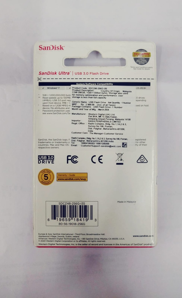 SanDisk Ultra 256 GB Pen Drive (USB 3.0 Flash Drive)