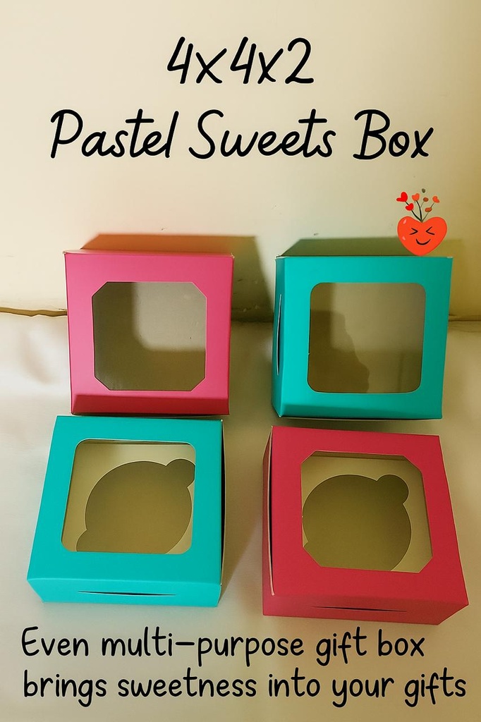 Sweet Box Window 4x4x2 Inch, For 250gm Mithai, Pastel Colour (Pack Of 50)